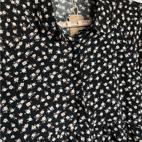 Natural Life Rebecca Midi Dress Black Cream Roses Sz XL NWT Empire Waist Flowy - Picture 10 of 16